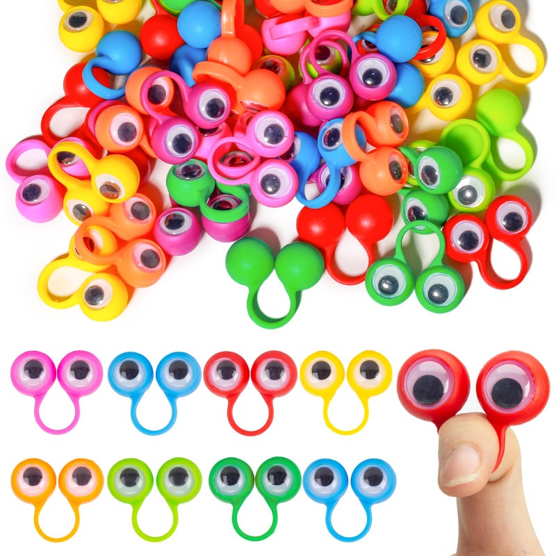 3 otters 48PCS Eyeball Rings Finger Puppet Eyes Monster Finger Wiggly Eyeball Googly Eye Rings for Kids Birthday Goodie Bag Stuffers Party Favors Classroom Rewards - Image 1