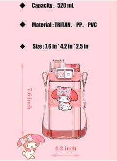 Sanrio Kawaii Water Bottle Dual Nozzle Cute Anime Design Portable Cup 520Ml (Melody)  - Image 2