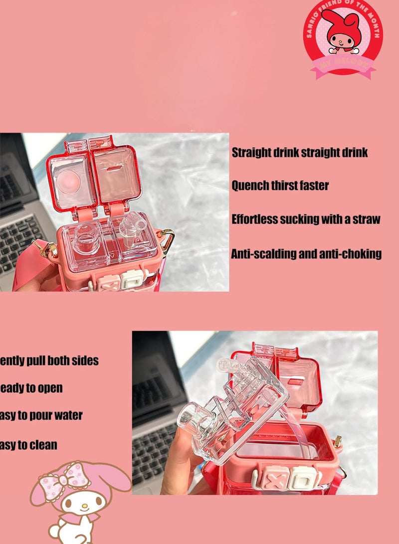 Sanrio Kawaii Water Bottle Dual Nozzle Cute Anime Design Portable Cup 520Ml (Melody) - Image 3