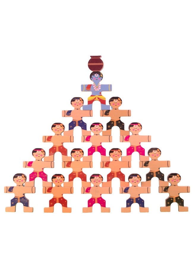 Taali TAALI Toys Makhan Chor Stacking Toy | Dahi Handi Krishna Toy | 16 pc Figurine Stacking Educational Toy | Cultural Awareness | for 4 Years and Above  - Image 1