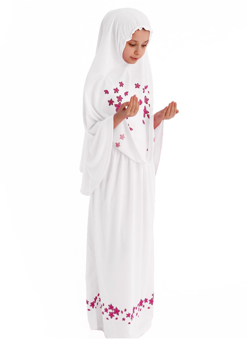 Elanesa  Flower Prayer Dress For Girls White Color  - Image 2