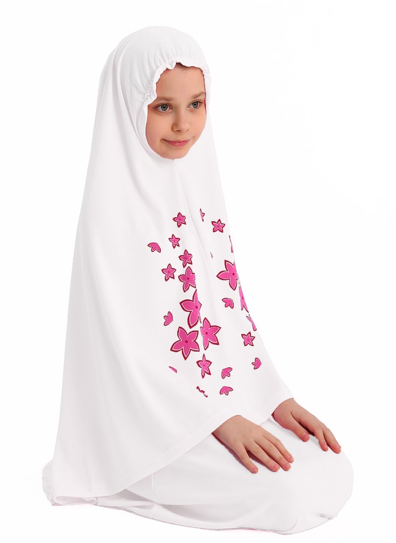 Elanesa  Flower Prayer Dress For Girls White Color  - Image 3