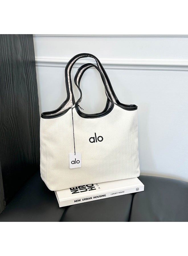 Alo yoga canvas shopping bag women's tote bag shoulder bag simple casual handbag - Image 1