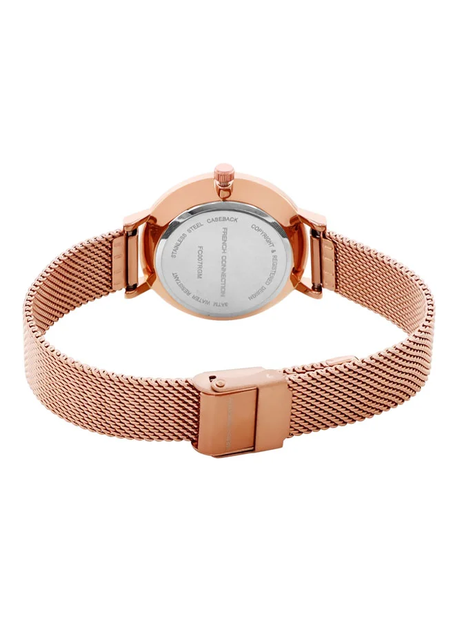 فرنش كونكشن Women's Watch with Rose Gold Stainless Steel Mesh Bracelet