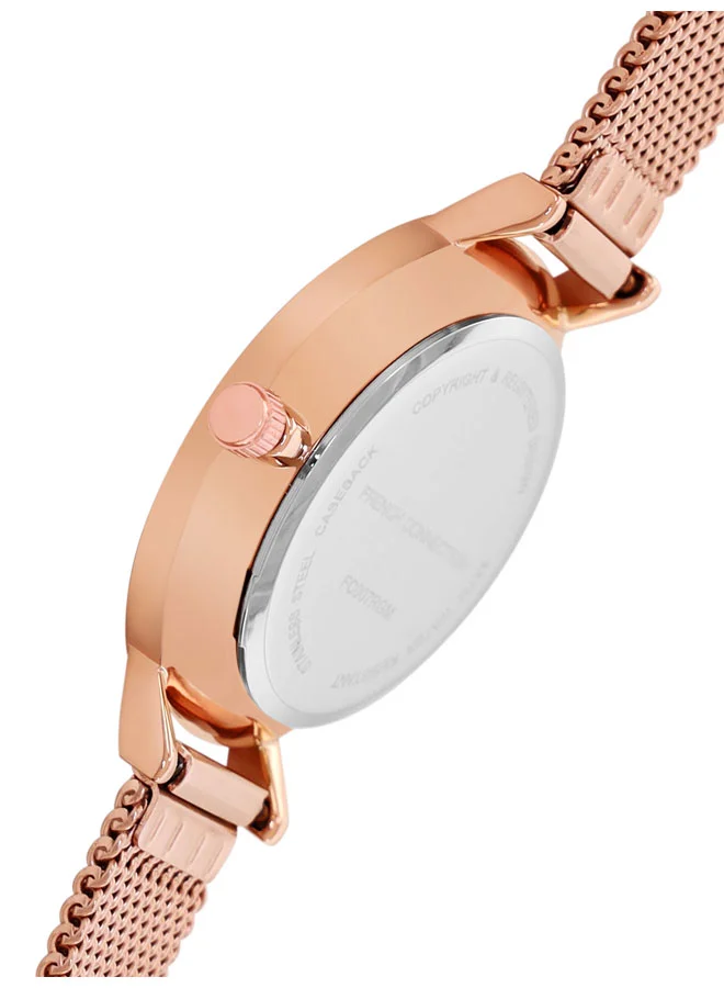 فرنش كونكشن Women's Watch with Rose Gold Stainless Steel Mesh Bracelet