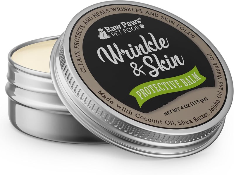 Raw Paws Wrinkle & Skin Balm - BONUS SIZE - (4-ounce) - Lick-Safe Wrinkle Balm for Dogs, Paste for Bulldogs - Dog Cream for Face, Skin Fold Care for Dogs - Tail Pocket Cleaner, Dog Healing Ointment - Image 1