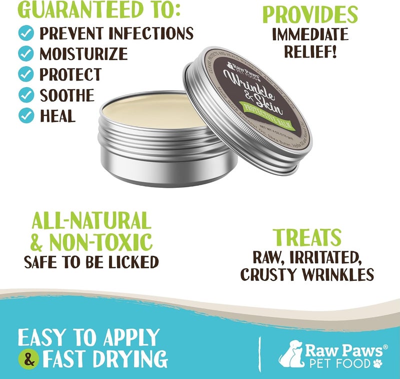Raw Paws Wrinkle & Skin Balm - BONUS SIZE - (4-ounce) - Lick-Safe Wrinkle Balm for Dogs, Paste for Bulldogs - Dog Cream for Face, Skin Fold Care for Dogs - Tail Pocket Cleaner, Dog Healing Ointment - Image 4