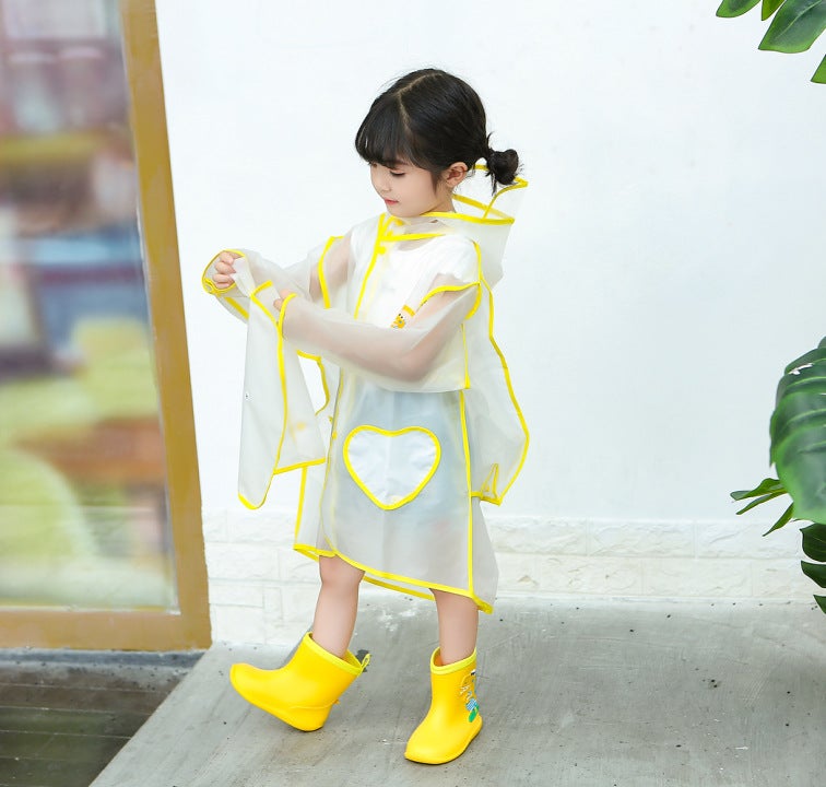 Star-Chasing Cartoon Dinosaur Transparent Children'S Rain Boots Raincoat Baby Two-Piece Suit Boys And Girls Spot A Generation Of Hair - Image 1