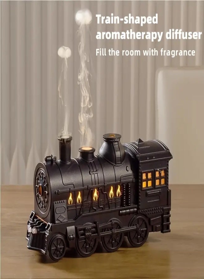 AROAQ 300ml Train-Shaped Essential Oil Diffuser – USB-Powered Black Steam Locomotive Design with Dual Lights & 2 Mist Modes for Large Rooms, Home, Office & Hotel Use - Image 2