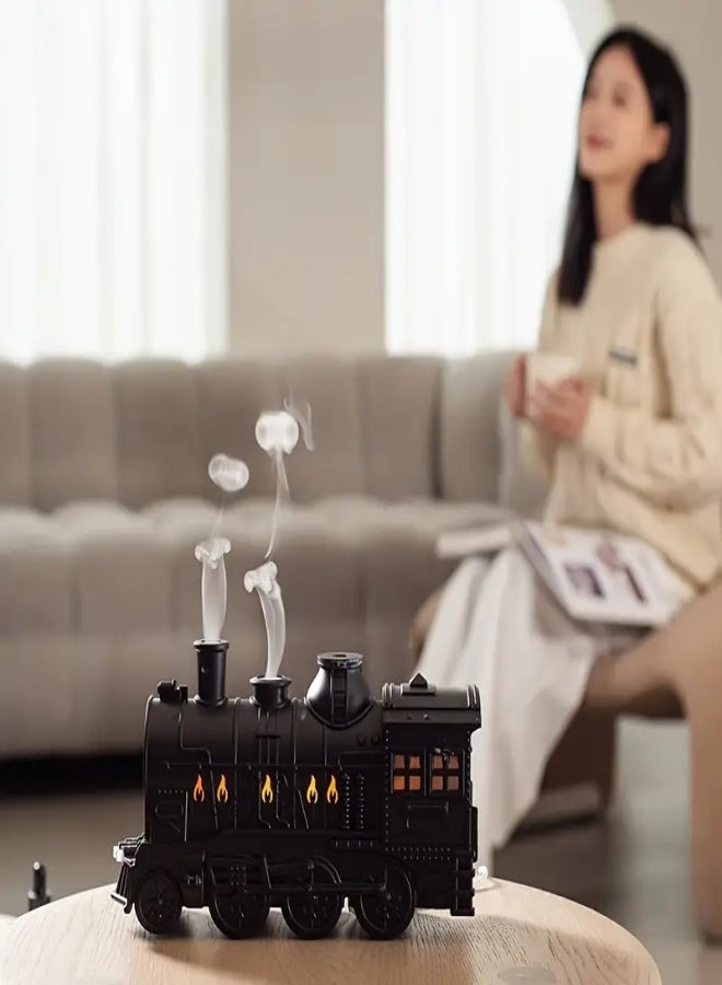 AROAQ 300ml Train-Shaped Essential Oil Diffuser – USB-Powered Black Steam Locomotive Design with Dual Lights & 2 Mist Modes for Large Rooms, Home, Office & Hotel Use - Image 4