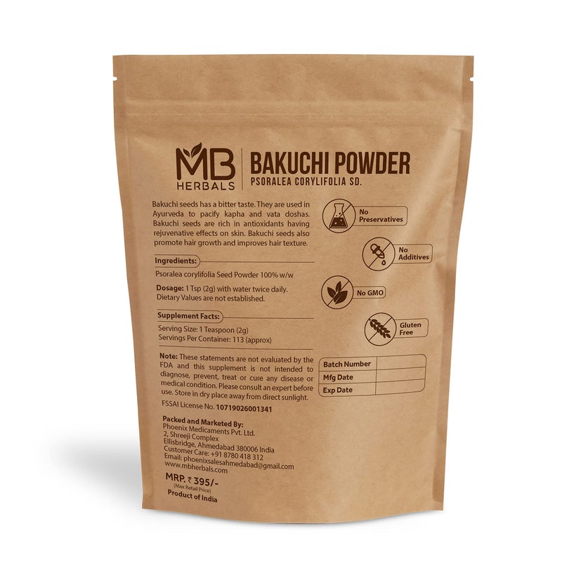 MB Herbals بودرة باكوتشي من MB Herbals 8 أونصات / 227 جرام | مسحوق بذور بيسوراليا كوريليفلوليا | بابشي | العناية بالبشرة - Image 2