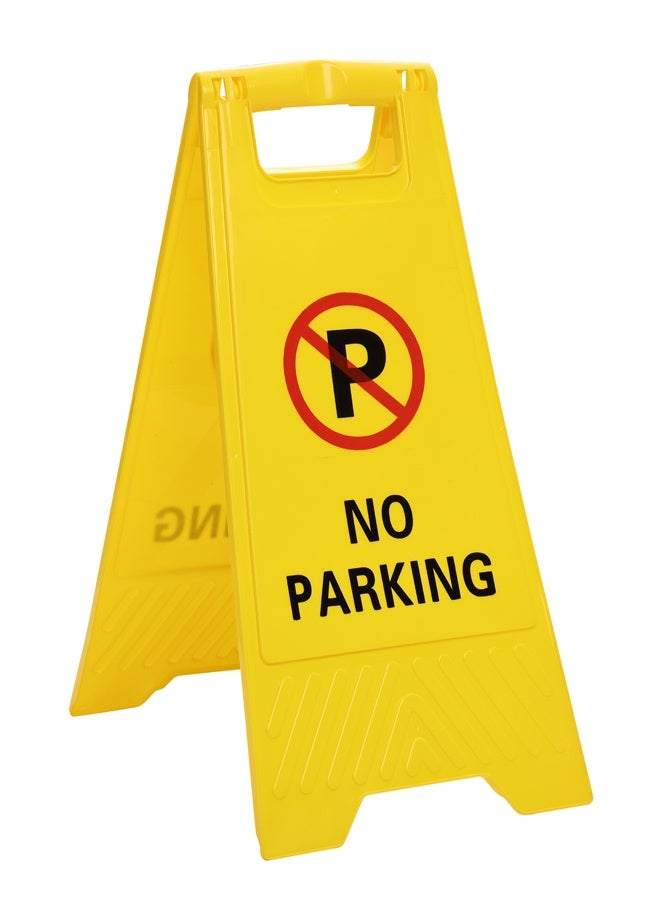 لوازم برو7 حاجز أصفر ممنوع الوقوف - لوحة تحذير مزدوجة الجانبين قابلة للطي والثبات الذاتي، بلون أصفر عالي الوضوح ومقبض للحمل، مثالية للمداخل ومواقف السيارات ومناطق العمل والبناء - Image 1