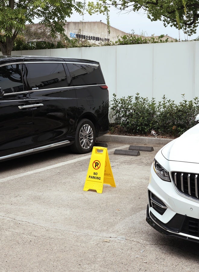 لوازم برو7 حاجز أصفر ممنوع الوقوف - لوحة تحذير مزدوجة الجانبين قابلة للطي والثبات الذاتي، بلون أصفر عالي الوضوح ومقبض للحمل، مثالية للمداخل ومواقف السيارات ومناطق العمل والبناء - Image 5