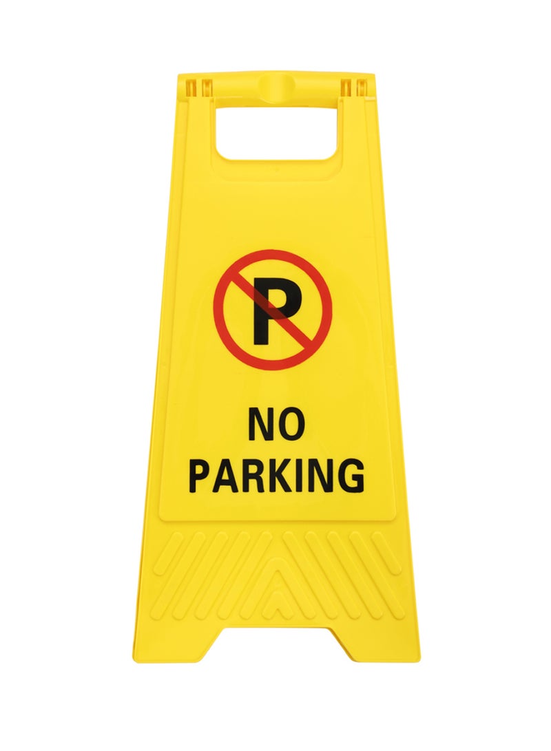 LAWAZIM Pro7 No Parking Safety Sign - Foldable Self-Standing Double-Sided Caution Sign Board with High-Visibility Yellow Body and Carry Handle - Ideal for Driveways, Parking Lots, & Construction Areas - Image 1