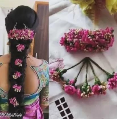 YouBella Jewellery Gifts Stylish Latest Artificial Flower for Hair Veni Gajra Brooch Bridal Accessories for Girls and Women (YBHAIR_41751) - Image 3