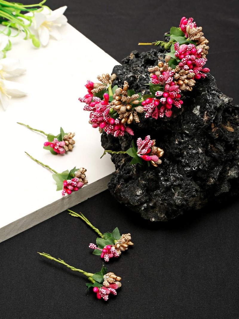 YouBella Jewellery Gifts Stylish Latest Artificial Flower for Hair Veni Gajra Brooch Bridal Accessories for Girls and Women (YBHAIR_41751) - Image 4