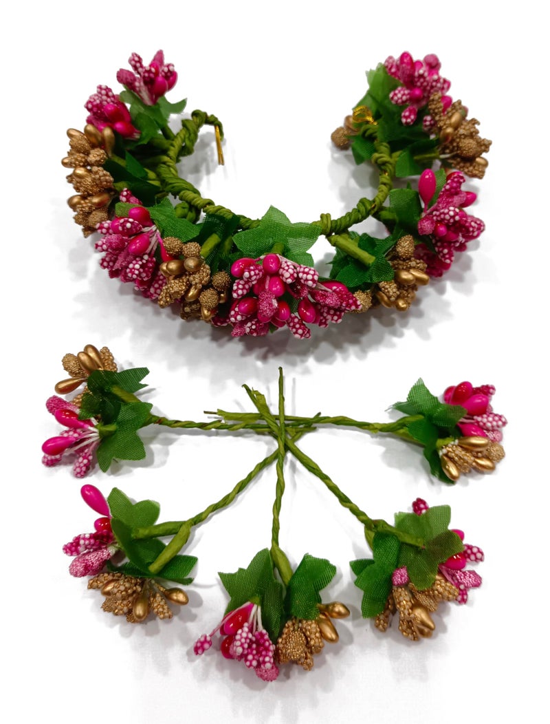 YouBella Jewellery Gifts Stylish Latest Artificial Flower for Hair Veni Gajra Brooch Bridal Accessories for Girls and Women (YBHAIR_41751) - Image 1