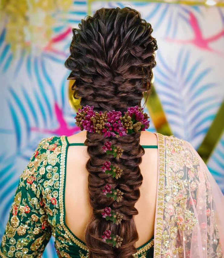 YouBella Jewellery Gifts Stylish Latest Artificial Flower for Hair Veni Gajra Brooch Bridal Accessories for Girls and Women (YBHAIR_41751) - Image 2