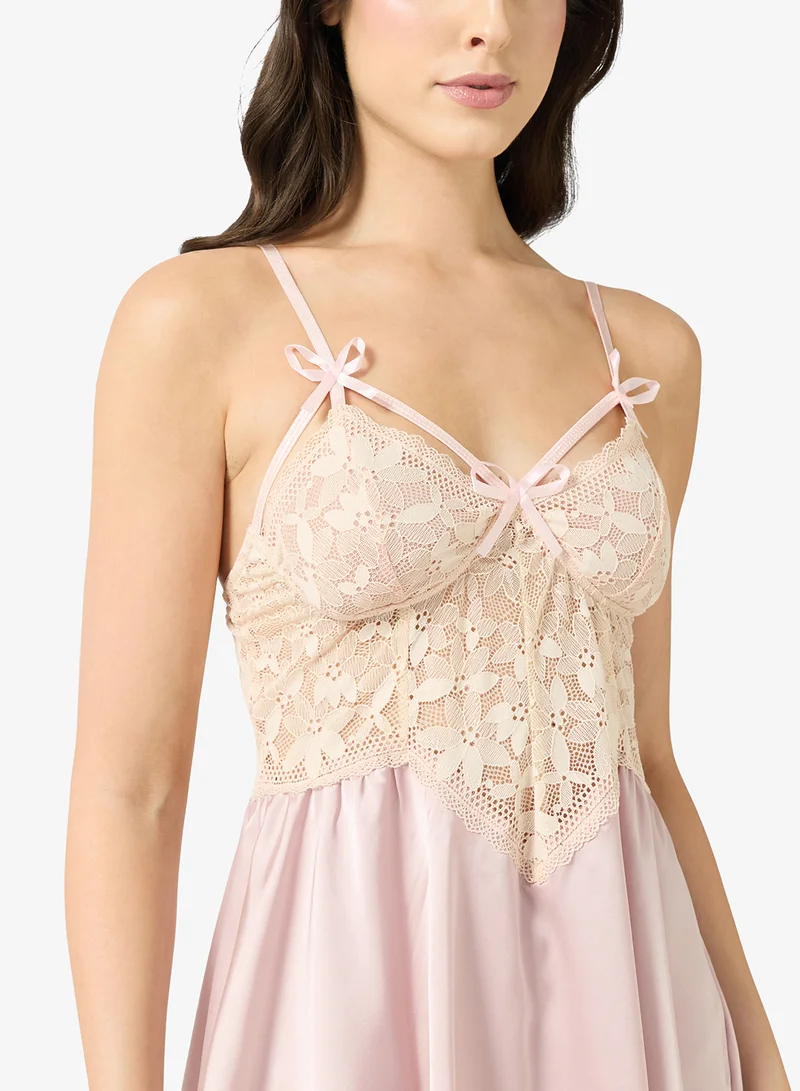 ELLA  Lace Trim Night Dress for Women | Best Price UAE