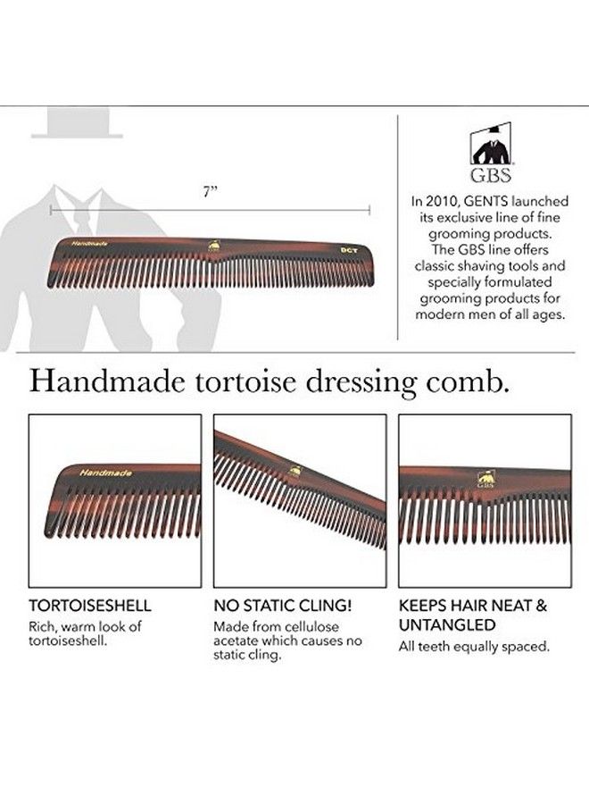 G.B.S Handmade Styling Dressing Comb Dct 7" Tortoise Coarse All Purpose Fine Dressing Comb Smooth Lulose Acetate Sawcut & Hand Polished Everyday Hair Caretaker For All Men Women Kids  - Image 1