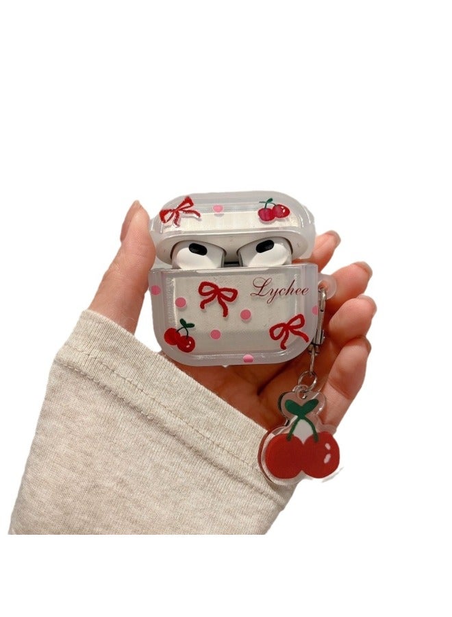 كومباتيبل متوافق مع Apple Airpods 4 غطاء سماعة البلوتوث غطاء لطيف ربطة كرزي Airpods Pro3 - Image 4