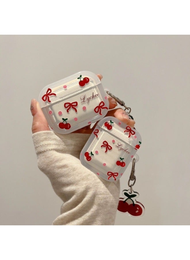 كومباتيبل متوافق مع Apple Airpods 4 غطاء سماعة البلوتوث غطاء لطيف ربطة كرزي Airpods Pro3 - Image 1