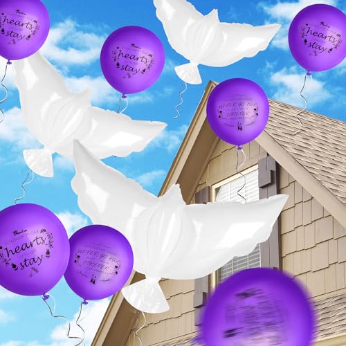 Atiloy 35PCS Memorial Balloons and 4PCS White Dove Balloons to Release in Sky Biodegradable Balloon for Release Happy Heavenly Balloon for Condolence, Funeral, Anniversary, Remembrance Services - Image 4