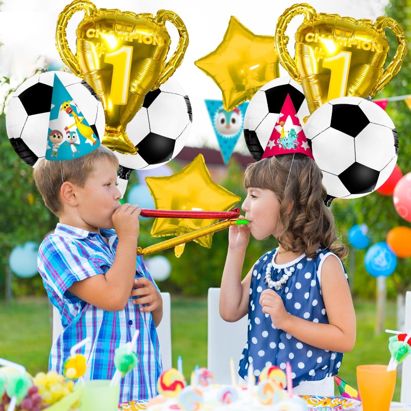 Lukinuo 4D Sphere Soccer Balloons 8 Pcs 22 inch Champion Trophy Balloons for Soccer Party Decorations World Cup Decor Sports Football Ball Fans Birthday Party Decoration Supplie - Image 4