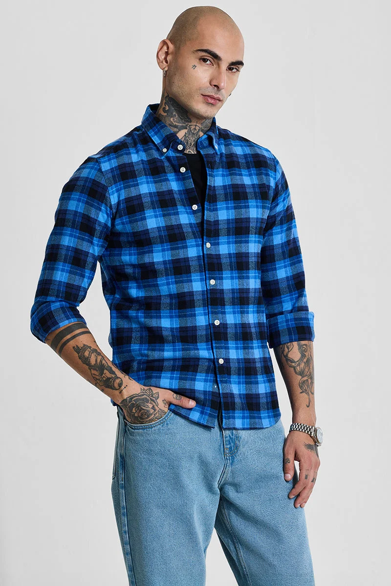 SNITCH Blue Checks Regular Fit Shirt