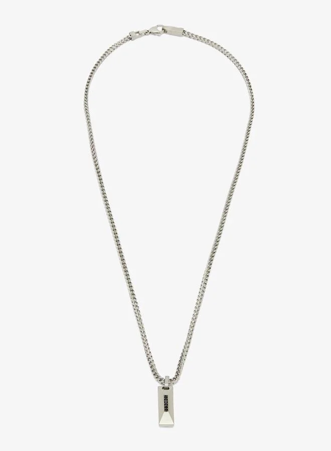 GUESS 26 Inch Matte Crystals Tag Necklace