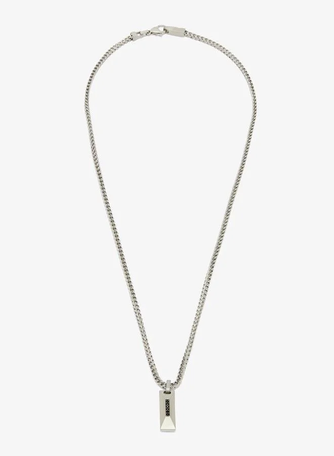 GUESS 26 Inch Matte Crystals Tag Necklace