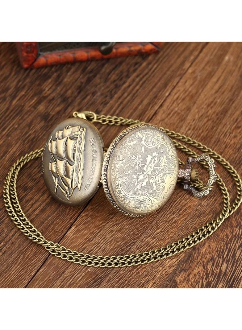 Asmara Constitution Old Vintage Ship Pocket Watch USS Constitution Inspired Antique Nautical Timepiece - Image 5