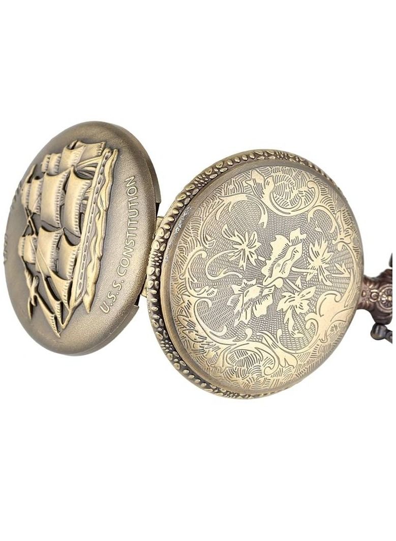 Asmara Constitution Old Vintage Ship Pocket Watch USS Constitution Inspired Antique Nautical Timepiece - Image 2