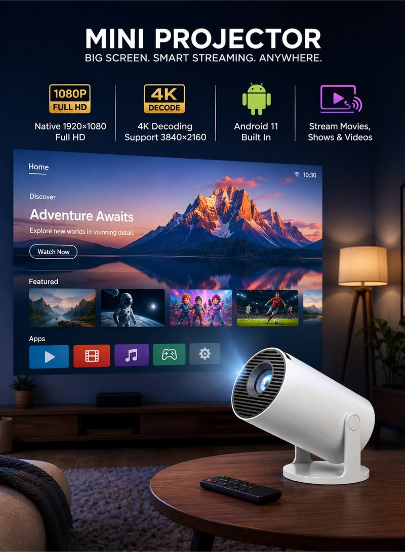 Leoxol Mini Portable Projector 4K Supported | WiFi 6 Bluetooth 5.2 Android 11 Projector | Native 1080P Full HD Home Theater With Auto Keystone 180° Rotation - Image 5