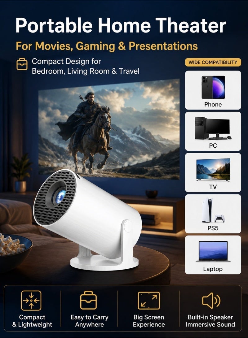 Leoxol Mini Portable Projector 4K Supported | WiFi 6 Bluetooth 5.2 Android 11 Projector | Native 1080P Full HD Home Theater With Auto Keystone 180° Rotation - Image 3