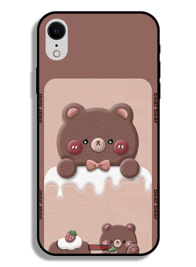 Tolwak Apple iPhone XR Protective Case Bear Strawberry - Image 2