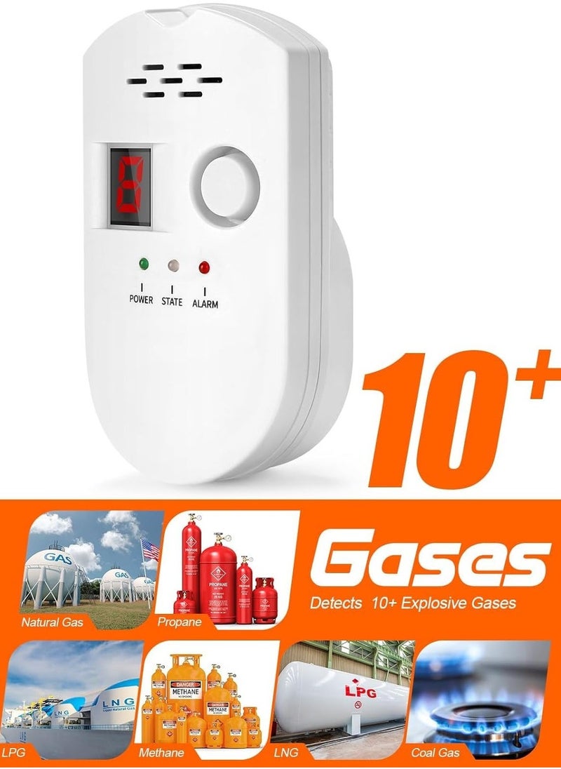 Natural Gas Leak Detector, High Sensitivity Plug-in Propane Gas Alarm for Home Kitchen RV, Detects LPG, LNG, Methane, and Combustible Gases