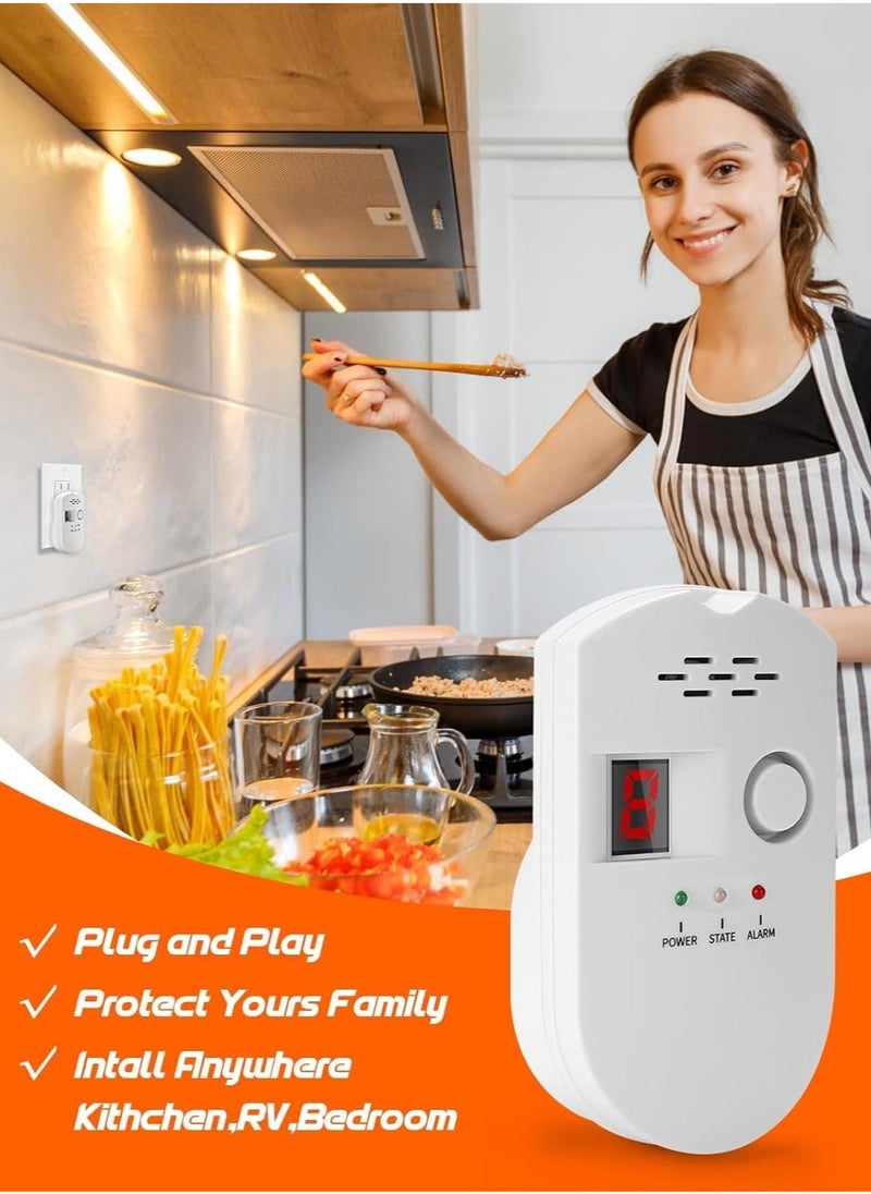 Natural Gas Leak Detector, High Sensitivity Plug-in Propane Gas Alarm for Home Kitchen RV, Detects LPG, LNG, Methane, and Combustible Gases