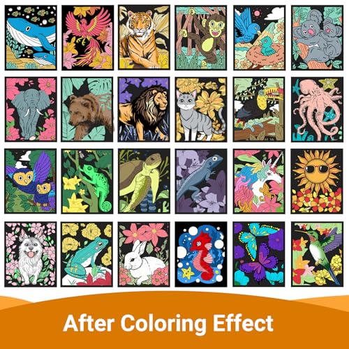 HOTPLACY 48 Pcs Fuzzy Velvet Coloring Posters Animal Fuzzy Posters to Color for Adults Teenagers Large Poster DIY Coloring Sheets for Classroom Festive Holiday Arts Crafts Activity,24 Style - Image 4
