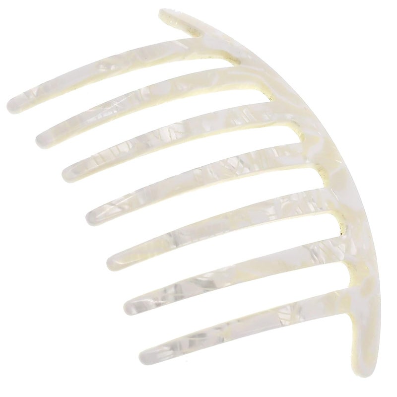 Camila Paris CP3185 French Handmade Side Comb Rounded White French Twist Hair Combs Decorative Strong Hold Hair Clips for Women Bun Chignon UpDo Styling Girls Hair Accessories Made in France