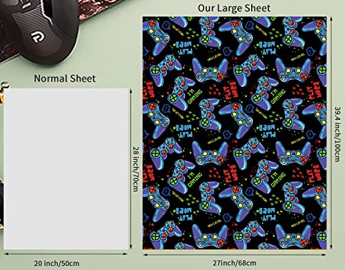 BULKYTREE Gaming Wrapping Paper with Cut Lines for Kids Boys Men Birthday Holiday Party - 3 Large Sheets Video Game Gift Wrap “I'M Gaming”, Gamepad, “Play Game” - 27 Inch X 39.4 Inch Per Sheet - Image 3