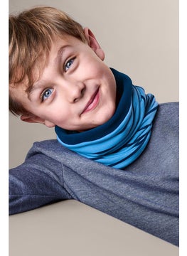 Tchibo Boys Multipurpose Stripe Scarf, Blue  - Image 1