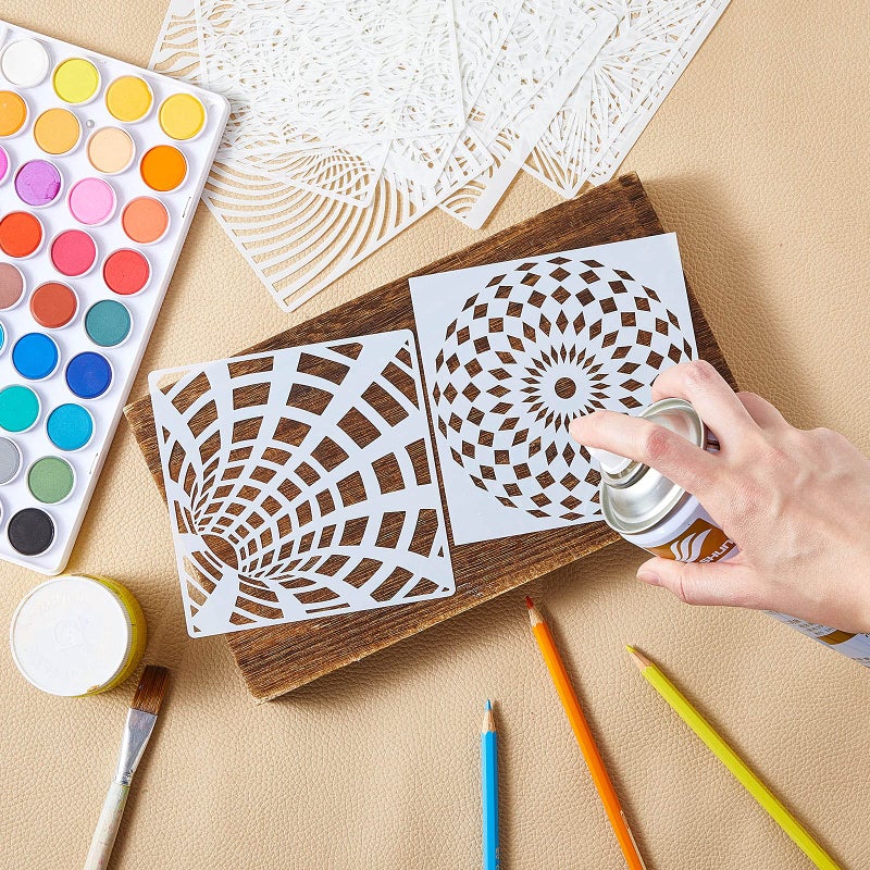 Tinlade 36 Pieces Geometric Stencils Painting Templates Mandala Art Drawing Stencil Templates for Scrapbooking Cookie Tile Furniture Wall Floor Decor Drawing Tracing DIY Art Supplies (5 x 5 Inches) - Image 3