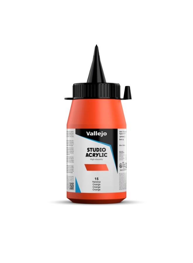 فاليجو طلاء أكريليك للفنانين 15 برتقالي 500 مل - درجة الاستوديو، مقاوم للضوء، غير سام، احترافي