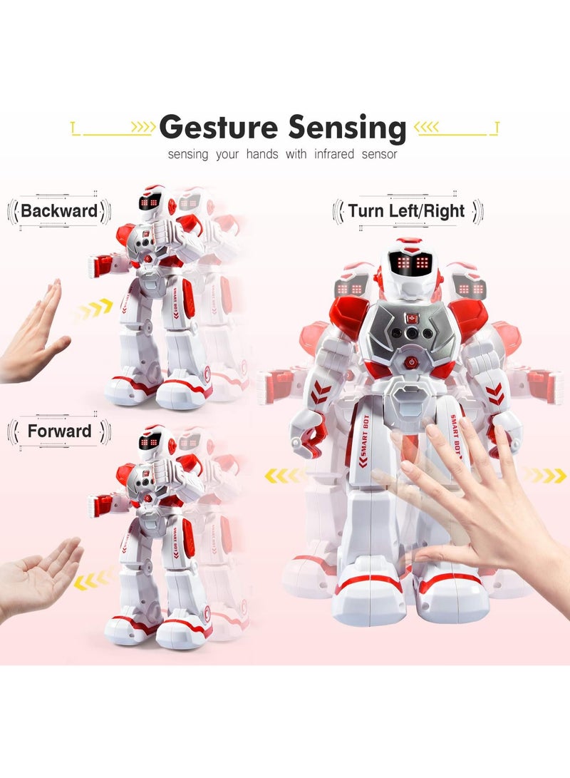 Robot Toys for Kids, Remote Control Robot with Programmble Walking  Dancing Adjustable Volume RC Gesture Sensing Smart Robot Toy for Ages 3 4 5 6 8 10 12 Boy Girl Ideal, Red - Image 2