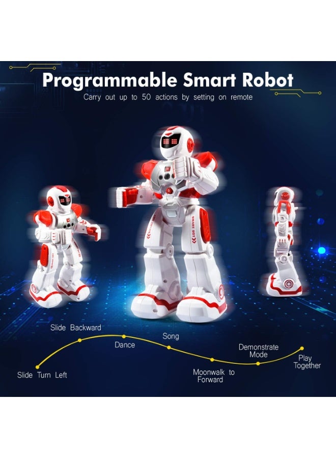 Robot Toys for Kids, Remote Control Robot with Programmble Walking  Dancing Adjustable Volume RC Gesture Sensing Smart Robot Toy for Ages 3 4 5 6 8 10 12 Boy Girl Ideal, Red - Image 5