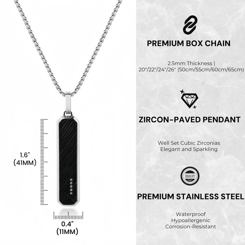 GAVU Menâ€™s Stainless Steel Necklace, Black Tag Pendant Necklace for Men, Tag Necklace for Men 20" - Image 3