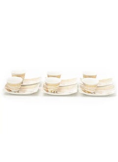 Alsaif Gallery Set of Arabic coffee cups with white saucer gold stripes 12 pieces  - Image 1