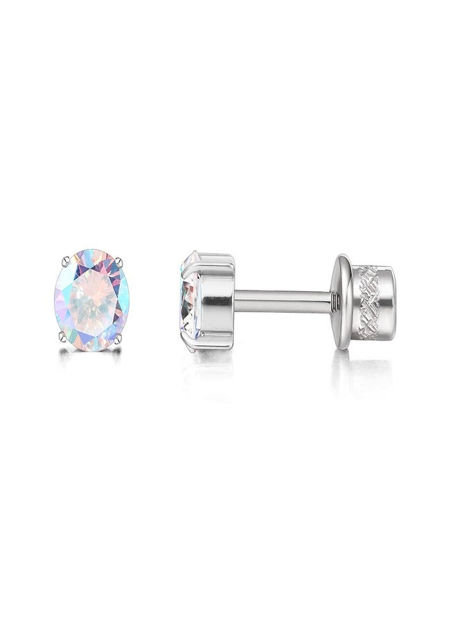 Limerencia Titanium Hypoallergenic Earrings Studs G23 for Women 5A Cubic Zirconia Helix Screw Back Implant Grade F136 Piercing Earrings for Sensitive Ears (Aurora Borealis) - Image 1