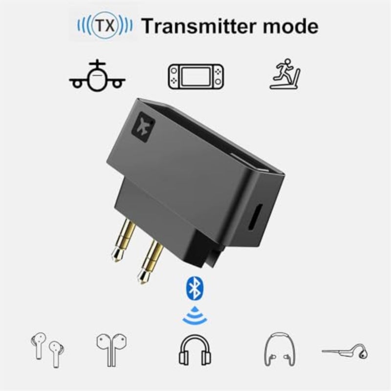 Wireless Bluetooth transmitter for airplanes/gym/TVs: Bluetooth 5.0, low latency, 3.5mm aux jack, black, ultra-compact design - Image 2